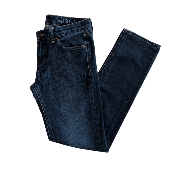 Gap 1969 Denim - Gap 1969 Real Straight Leg Denim Jeans 28R Dark Wash Blue Pockets